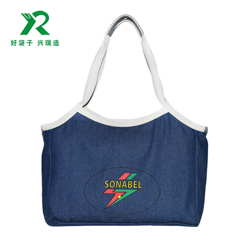 简约时尚新款手提帆布牛仔布袋