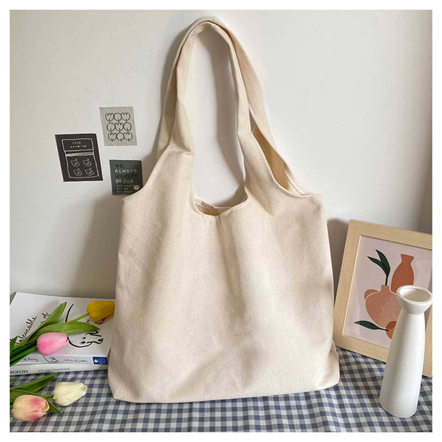 新款上课大学生小众单肩帆布包